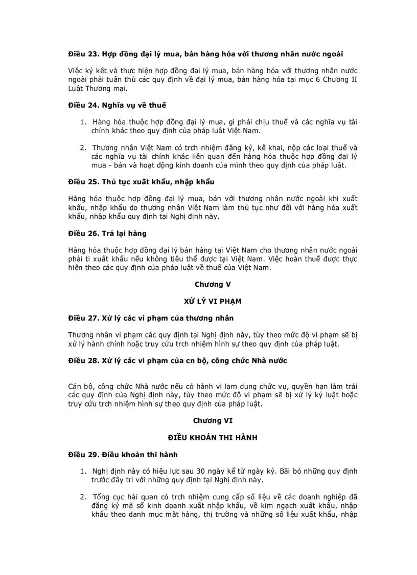 image for page Quy định chi tiết thi hành Luật Thương mại về hoạt động xuất khẩu nhập khẩu gia công và đại lý mua bán hàng hóa với nước ngoài