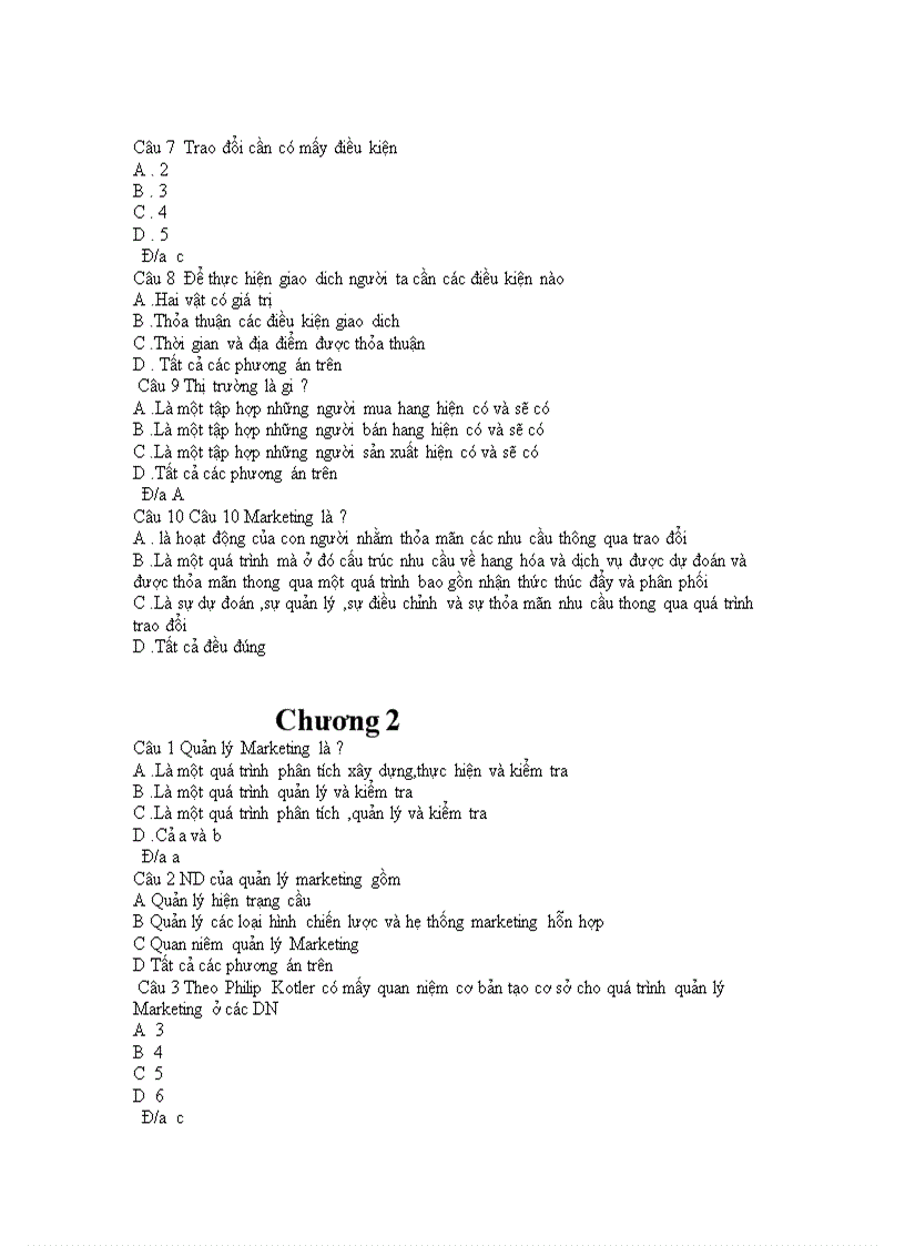 image for page Câu Hỏi Trắc Nghiệm Môn Marketing 1