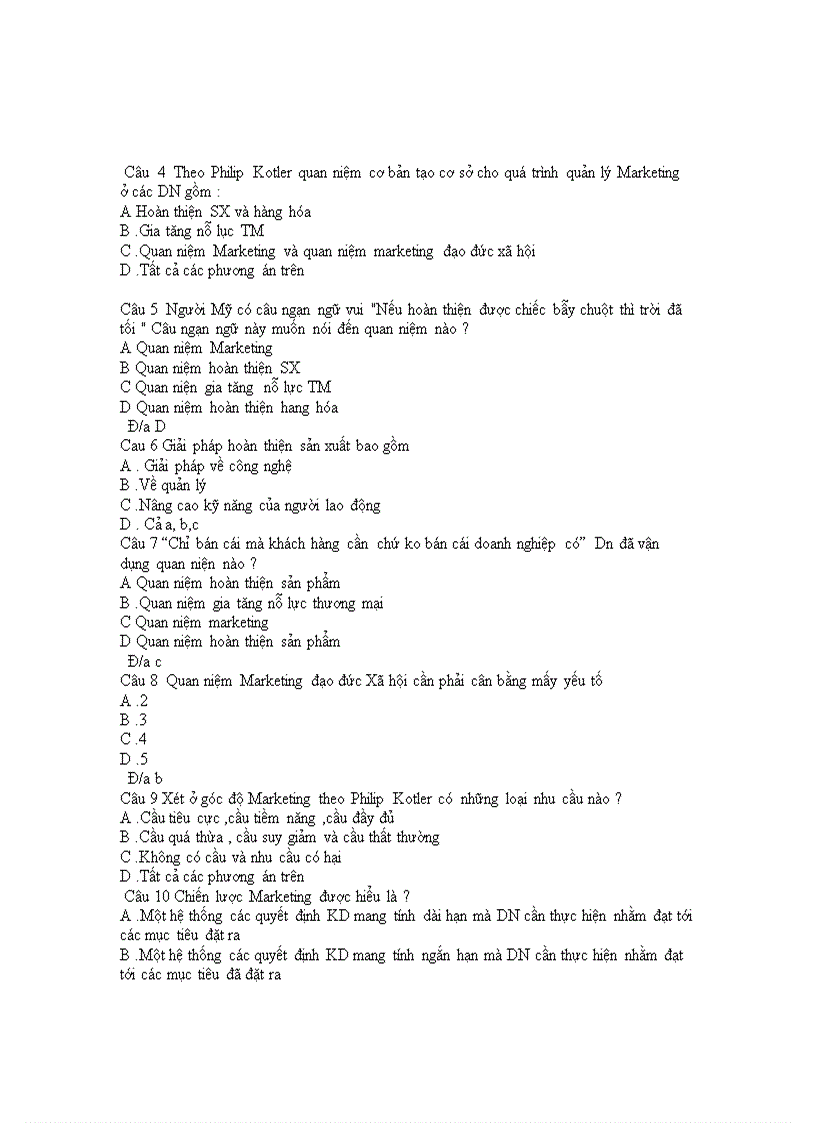 image for page Câu Hỏi Trắc Nghiệm Môn Marketing 1