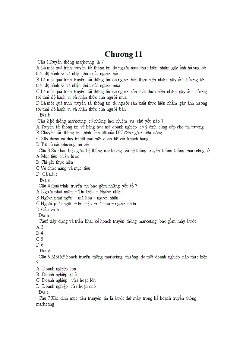 image for page Câu Hỏi Trắc Nghiệm Môn Marketing 1