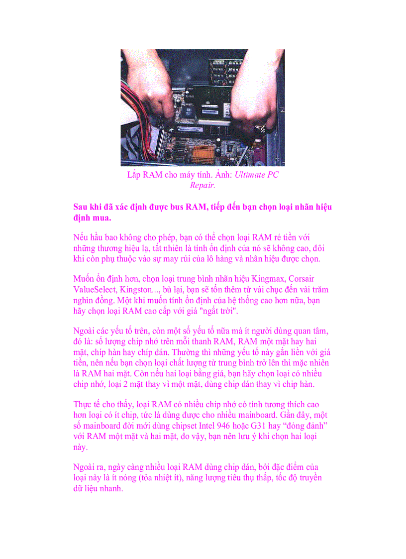 image for page Chọn RAM cho máy tính