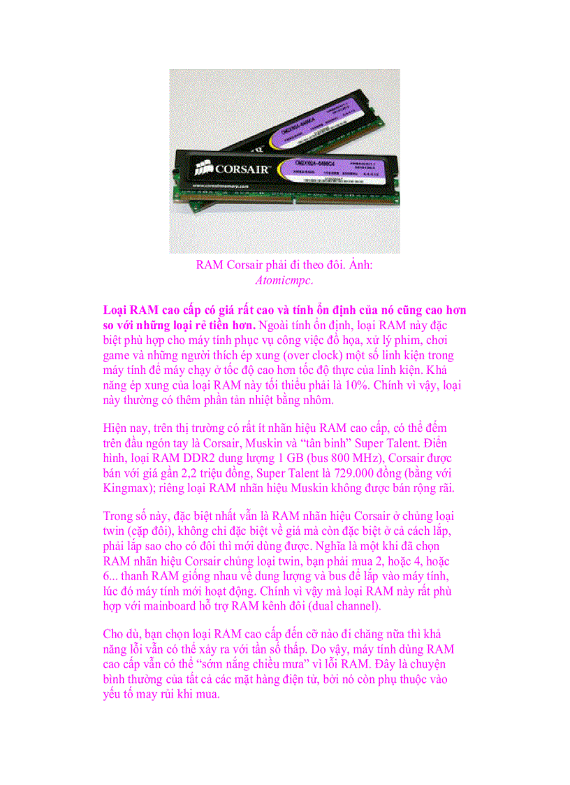 image for page Chọn RAM cho máy tính