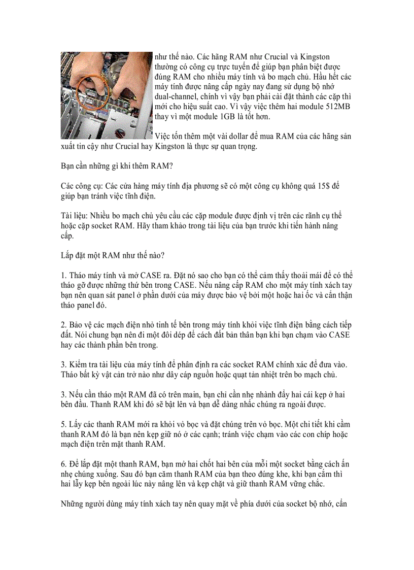 image for page Bốn bước hướng dẫn để lắp đặt thêm RAM