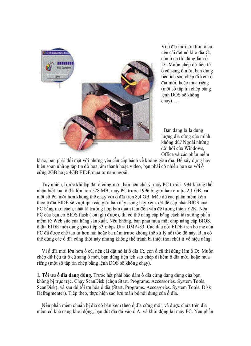 image for page Lắp đặt ổ cứng mới