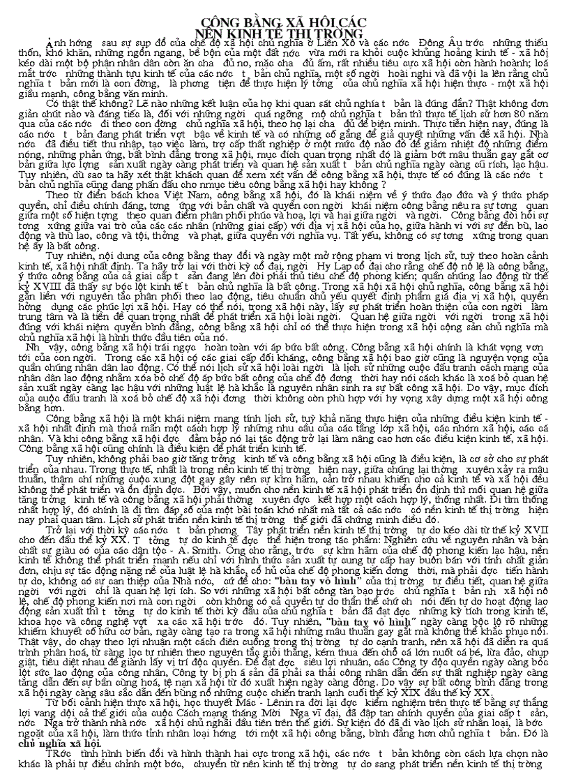 image for page Công bằng xã hội các nền kinh tế thị trường