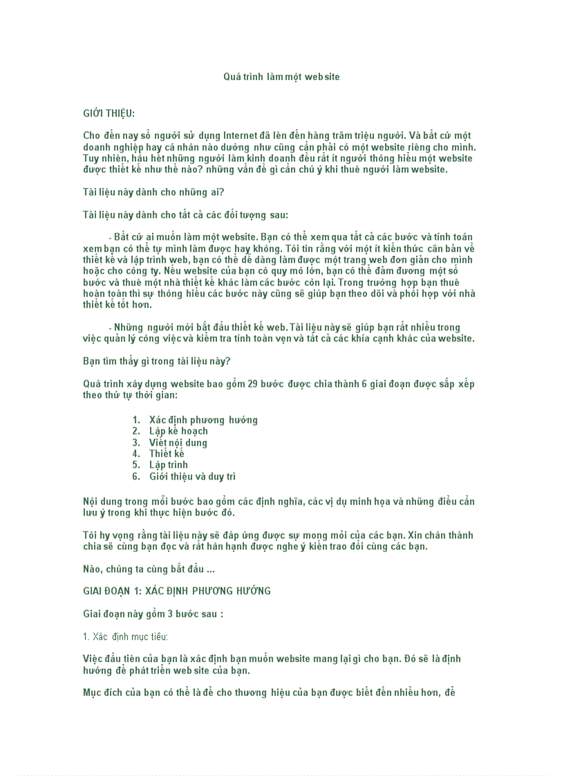 image for page Quá trình làm một web site