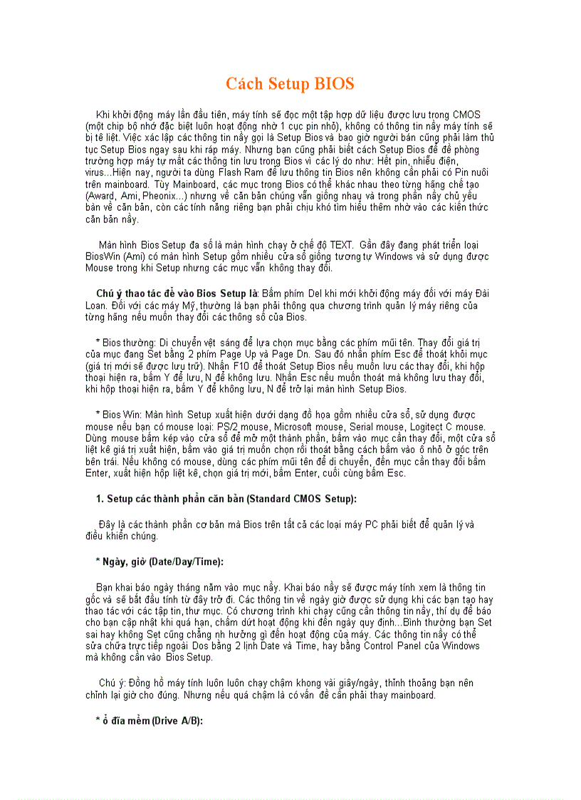 image for page Cách Setup BIOS 1