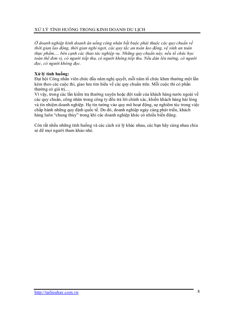 image for page Xử lý tình huống trong kinh doanh du lịch