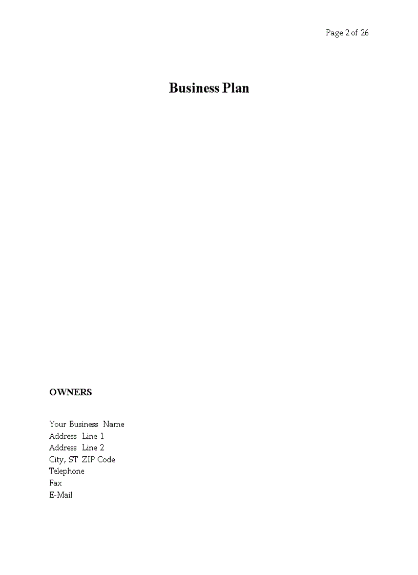 image for page Business Plan for a Startup Business
