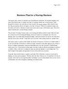 Business Plan for a Startup Business 1