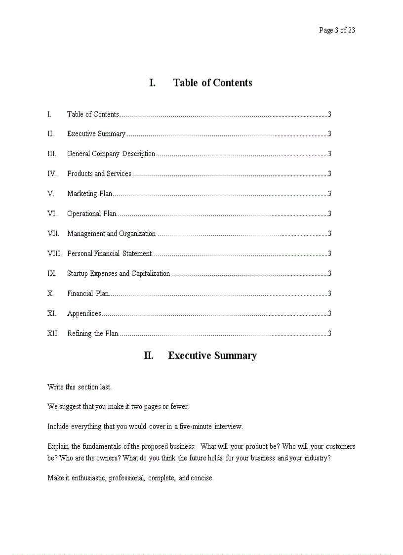 image for page Business Plan for a Startup Business 1