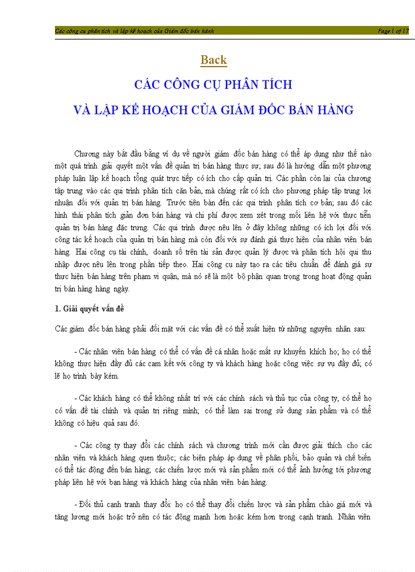 image for page Các công cụ phân tích và lập kế hoạch của giám đốc bán hàng