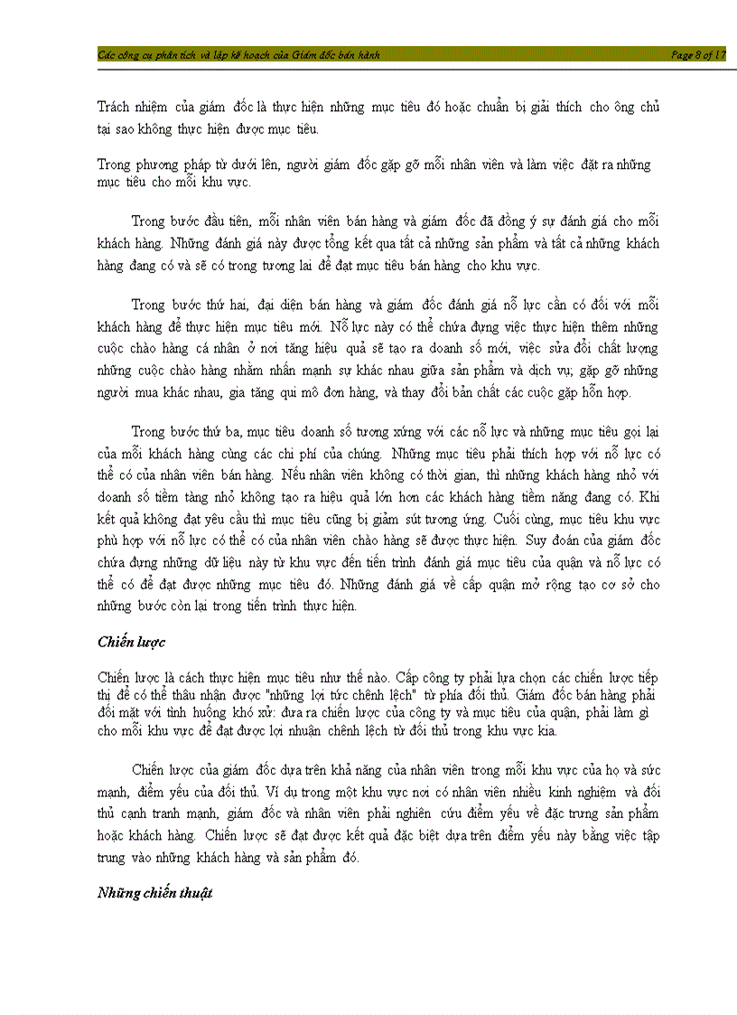 image for page Các công cụ phân tích và lập kế hoạch của giám đốc bán hàng