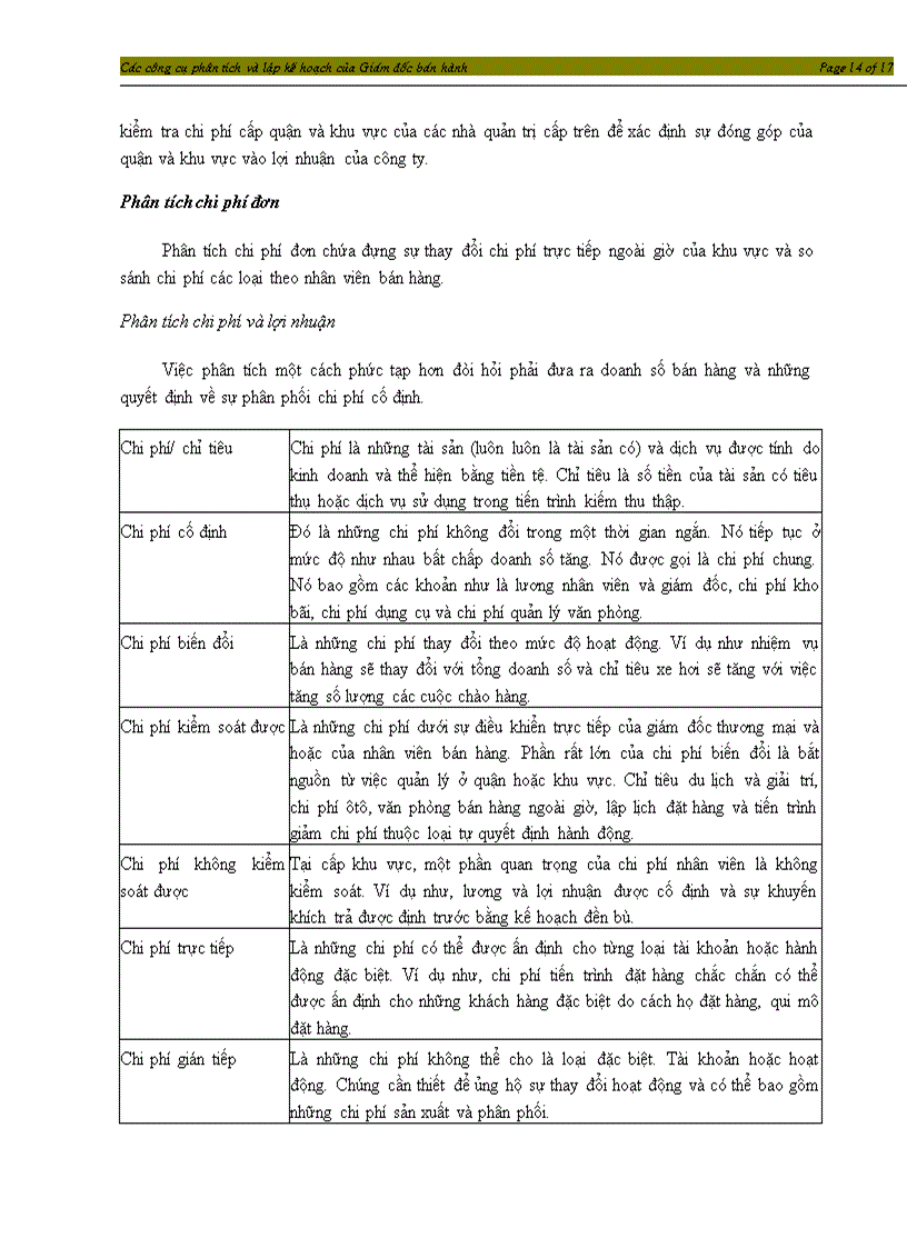 image for page Các công cụ phân tích và lập kế hoạch của giám đốc bán hàng
