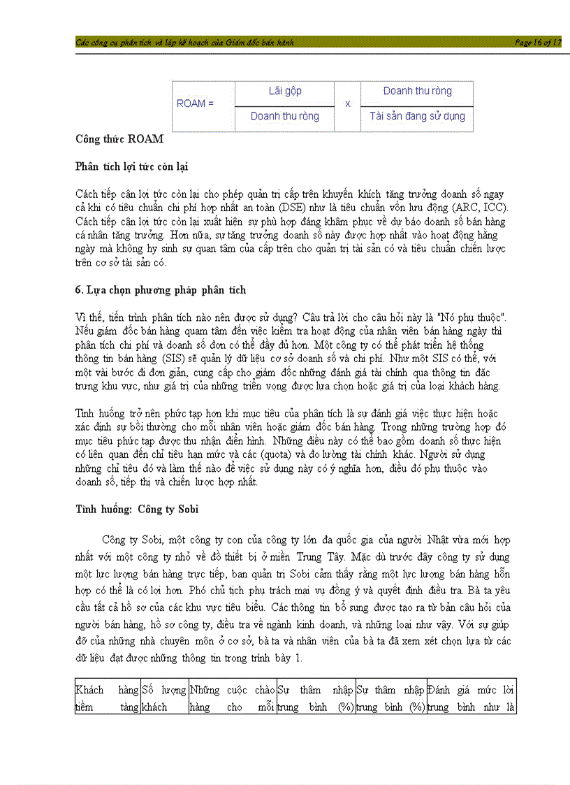 image for page Các công cụ phân tích và lập kế hoạch của giám đốc bán hàng