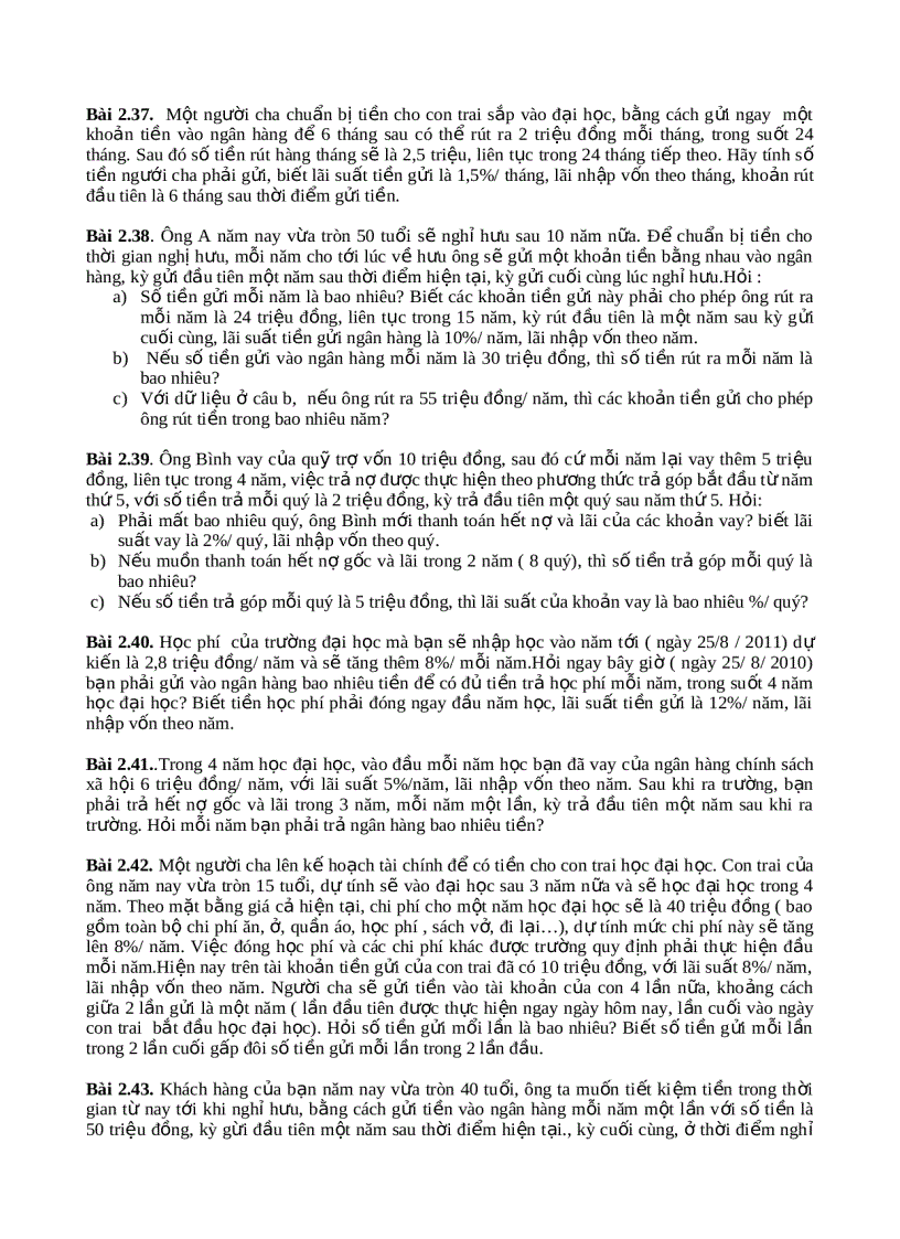 image for page Bài tập môn tài chính doanh nghiệp 1