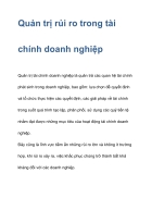 Quản trị rủi ro trong tài chính doanh nghiệp