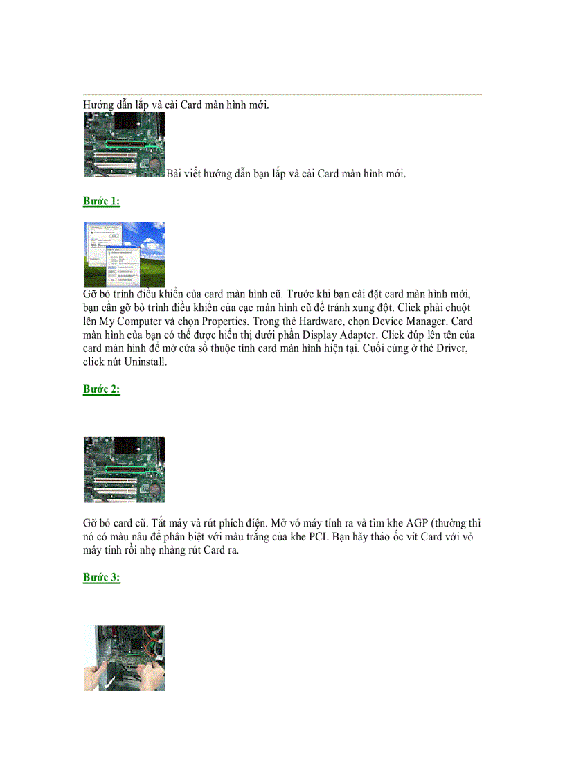 image for page Hướng dẫn lắp và cài Card màn hình mới