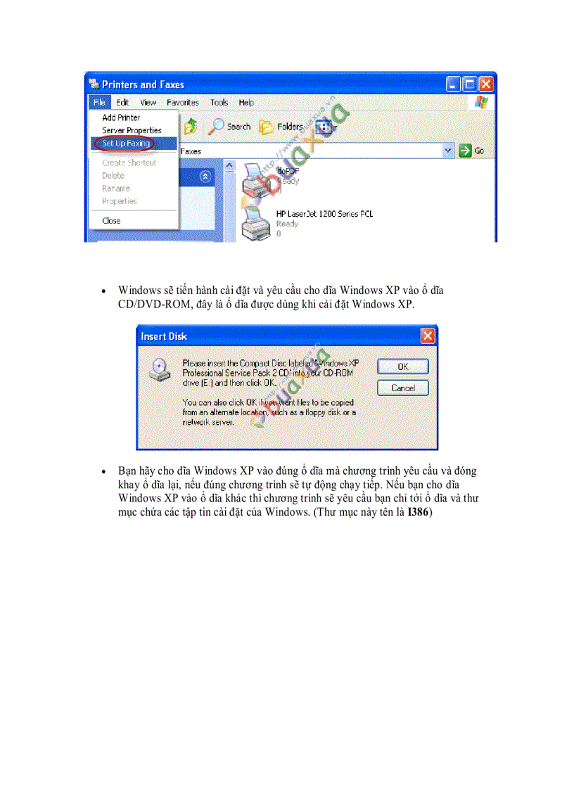 image for page Cách cài đặt chức năng Fax cho máy vi tính