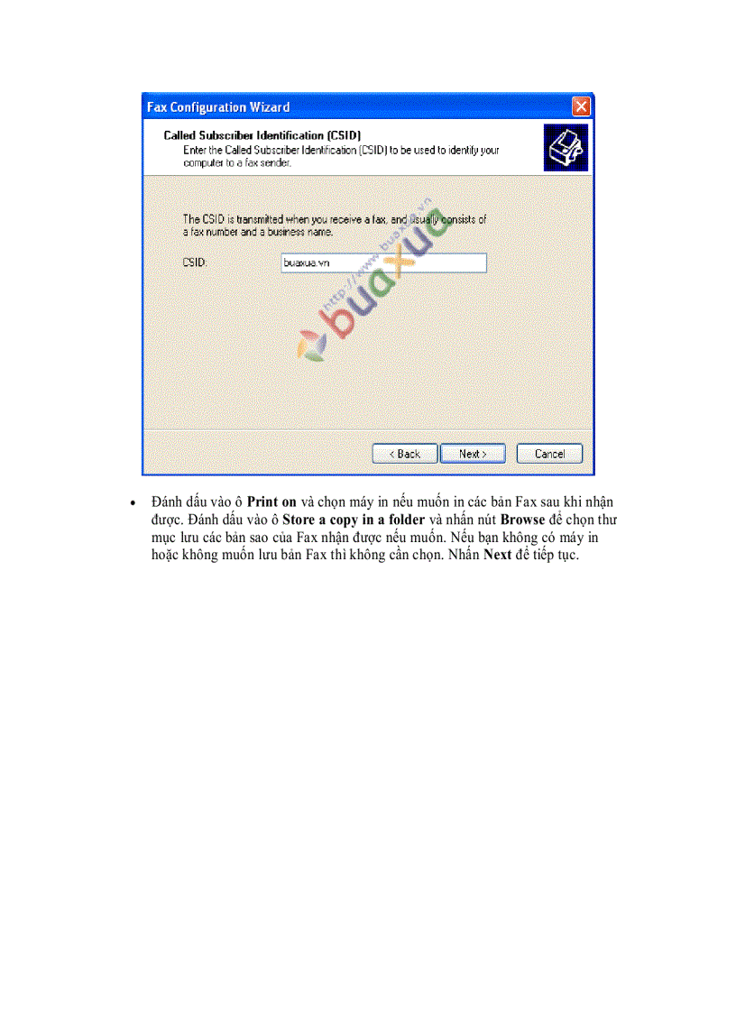 image for page Cách cài đặt chức năng Fax cho máy vi tính