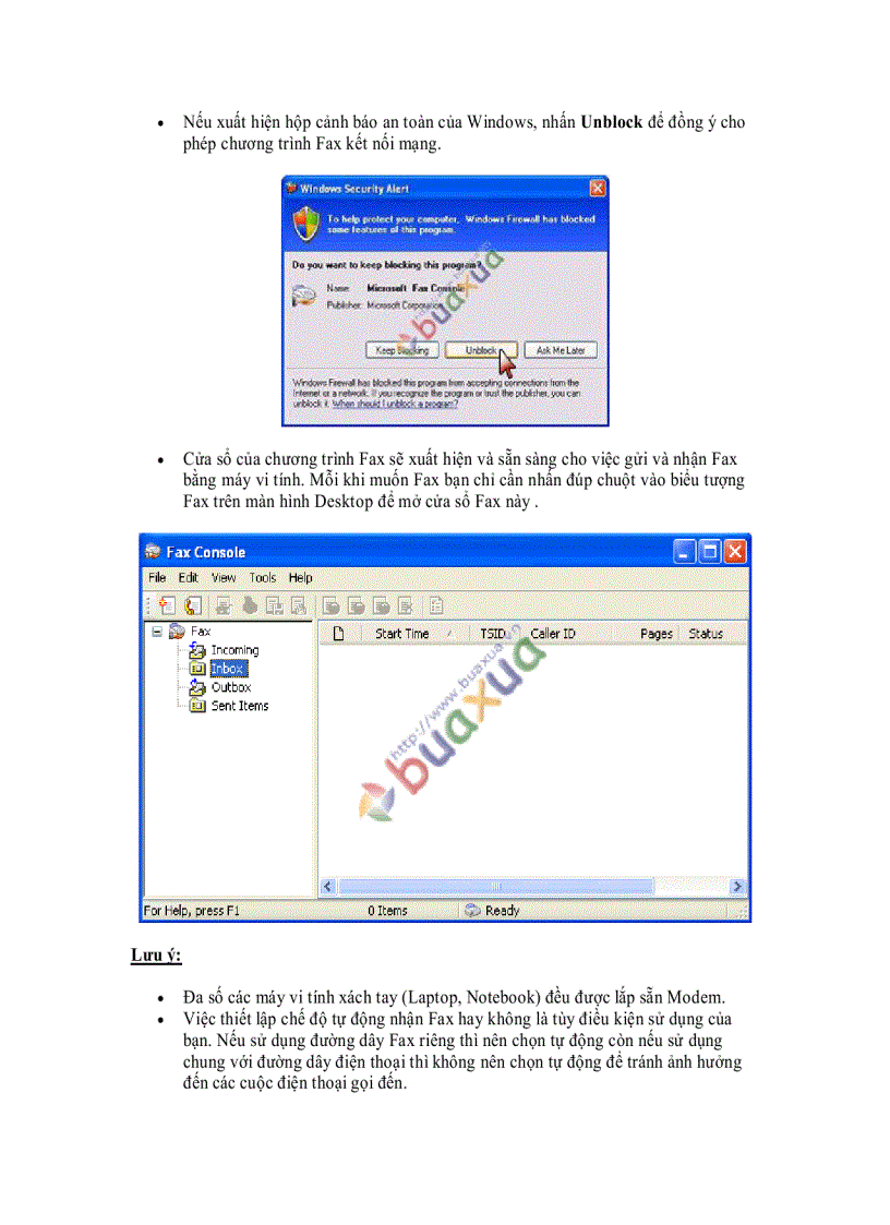 image for page Cách cài đặt chức năng Fax cho máy vi tính