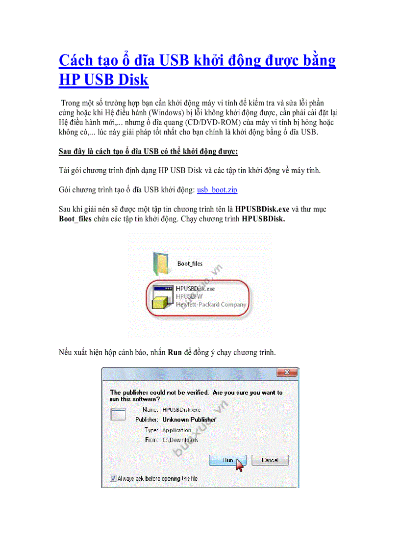 image for page Cách tạo ổ dĩa USB khởi động được bằng HP USB Disk