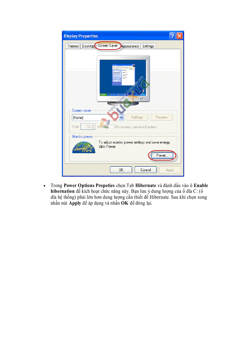 Cách sử dụng chức năng Hibernate để khởi động nhanh Windows XP