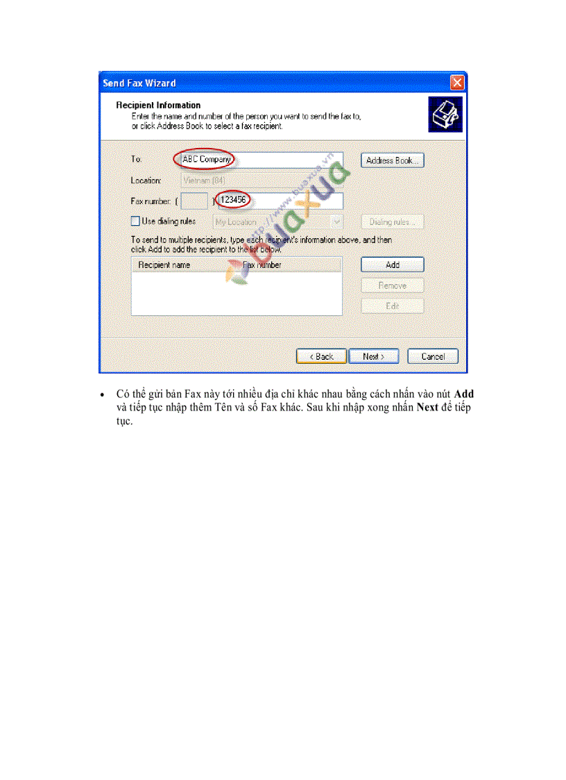 image for page Cách gửi và nhận Fax bằng máy vi tính