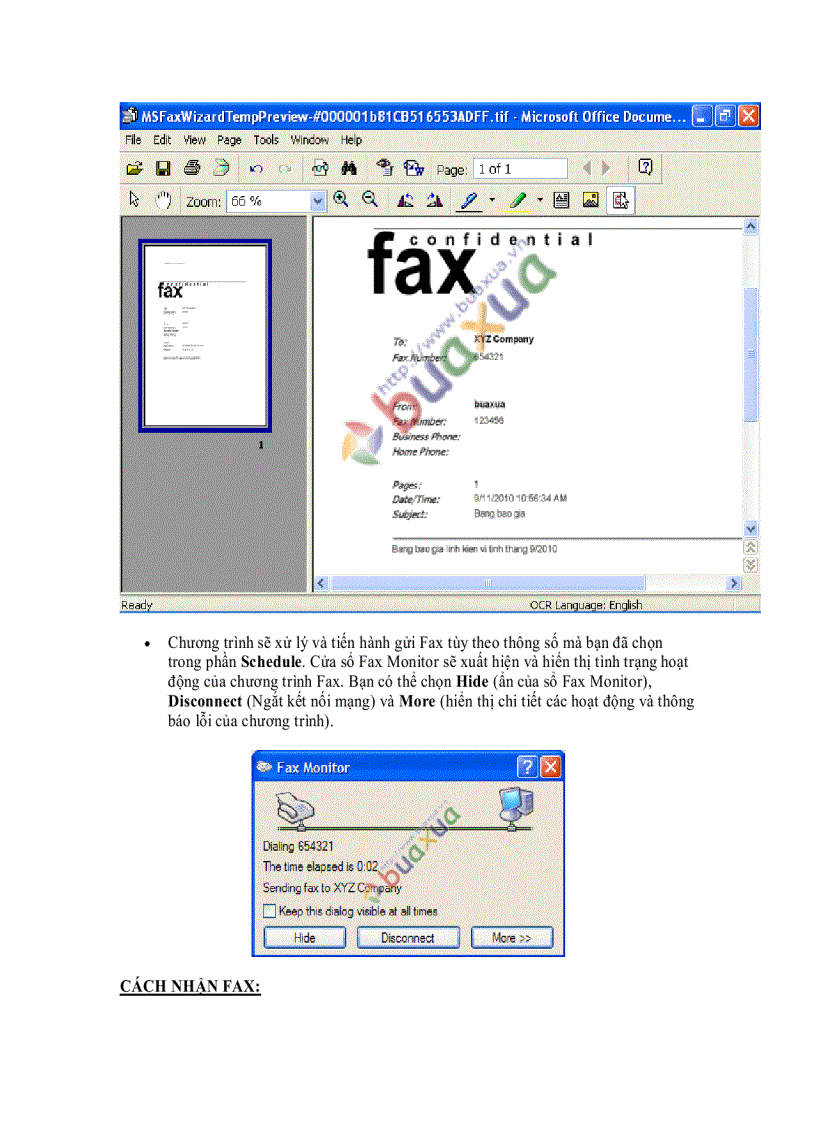 image for page Cách gửi và nhận Fax bằng máy vi tính