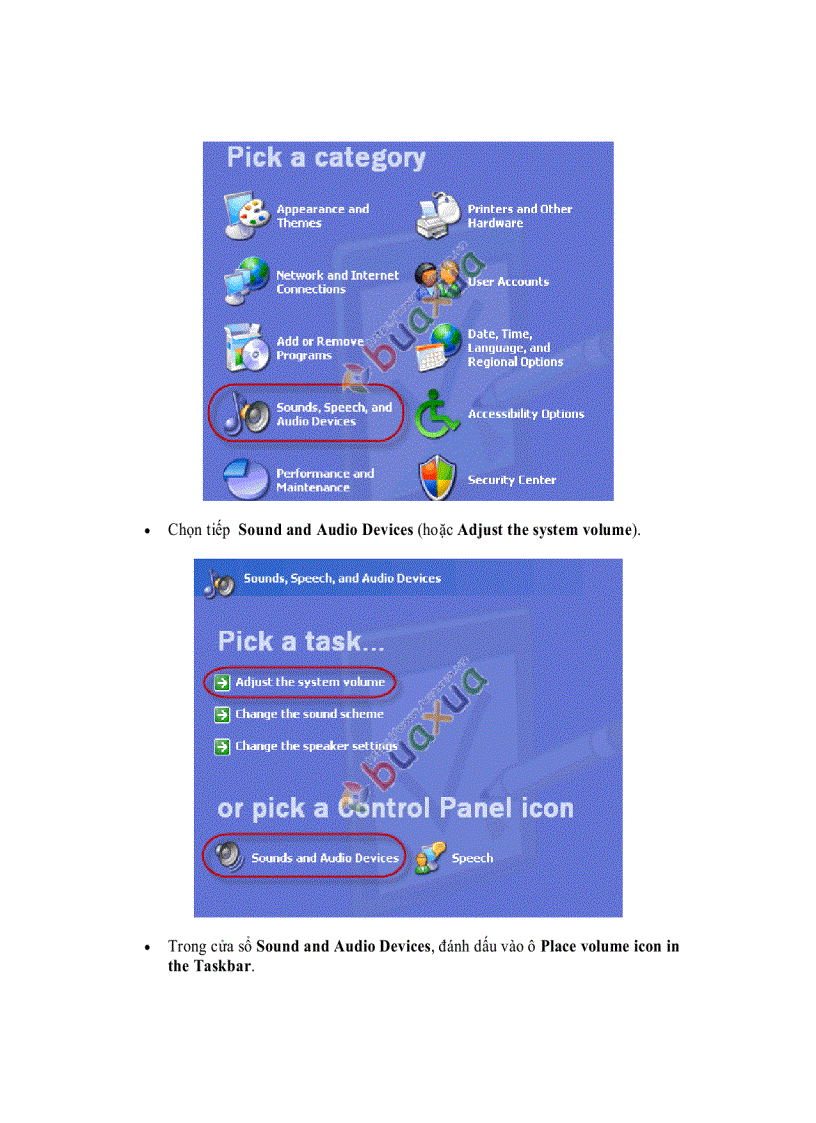 image for page Điều chỉnh âm thanh của máy vi tính trong Windows XP