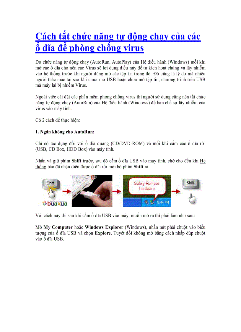 image for page Cách tắt chức năng tự động chạy của các ổ dĩa để phòng chống virus