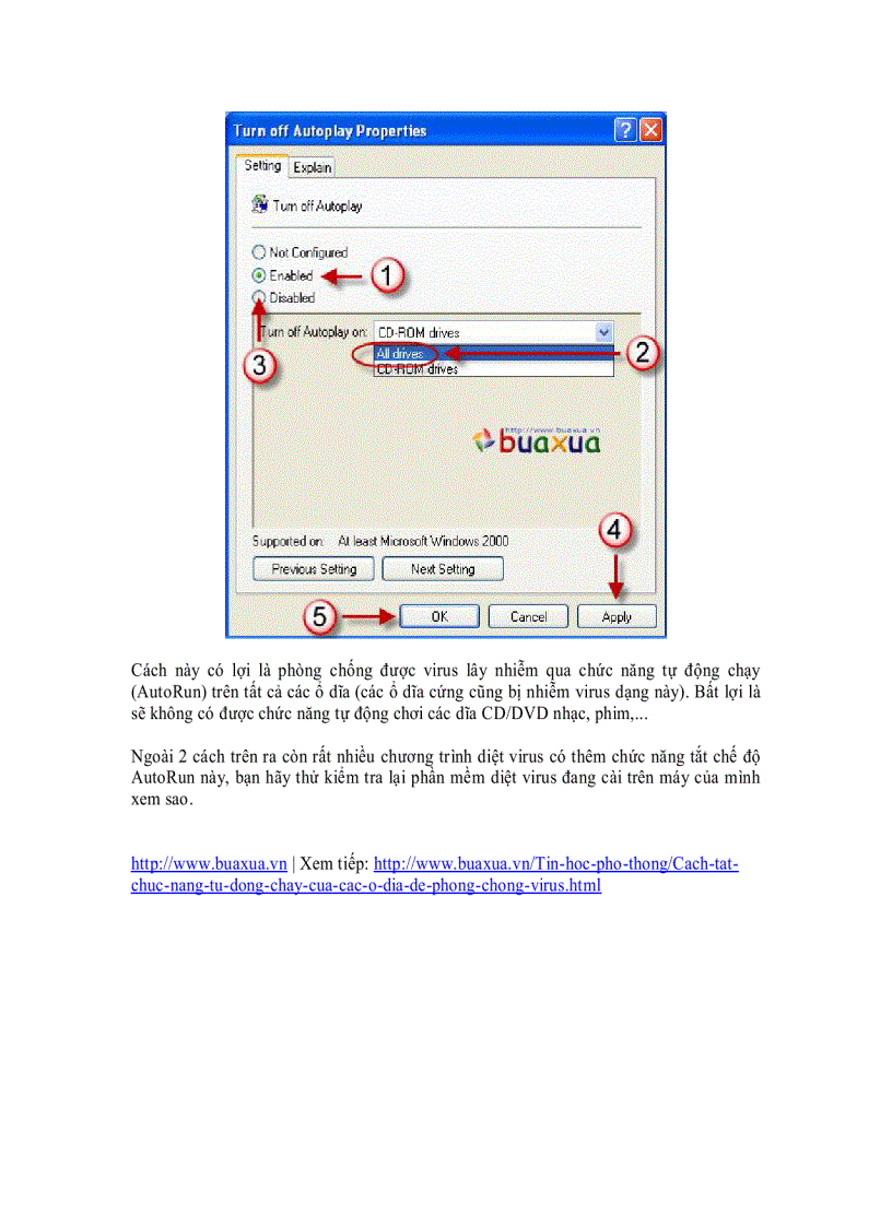 image for page Cách tắt chức năng tự động chạy của các ổ dĩa để phòng chống virus