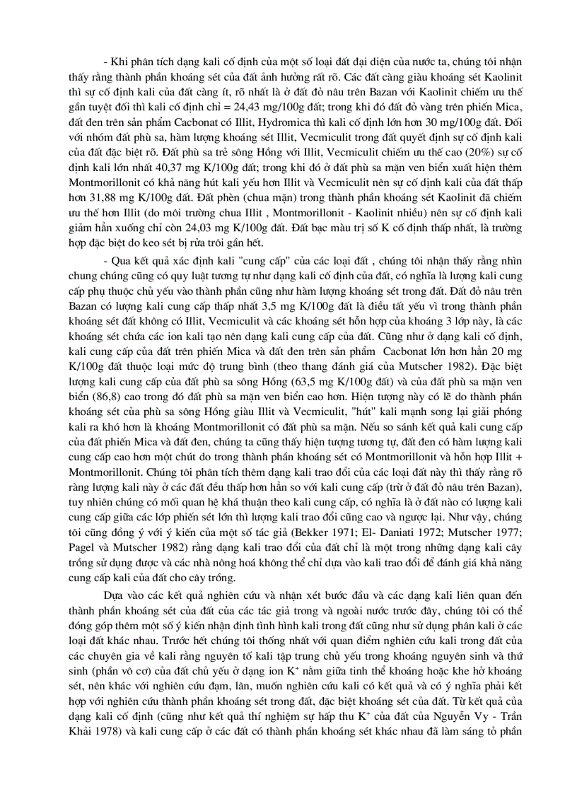 image for page Thành phần khoáng sét ảnh hưởng đến một số tính chất của đất