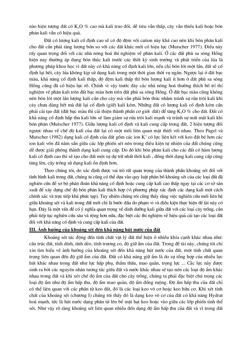 image for page Thành phần khoáng sét ảnh hưởng đến một số tính chất của đất
