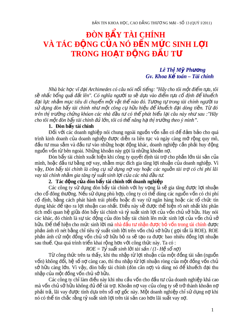 image for page Đòn bẩy tài chính và tác động của nó đến mức sinh lợi trong hoạt động đầu tư