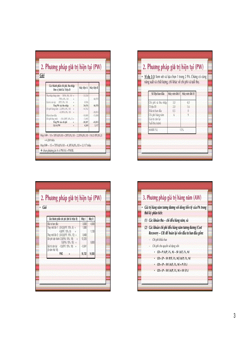 image for page Lập và phân tích dự án PHÂN TÍCH PHƯƠNG ÁN THEO GIÁTRỊ TƯƠNG ĐƯƠNG