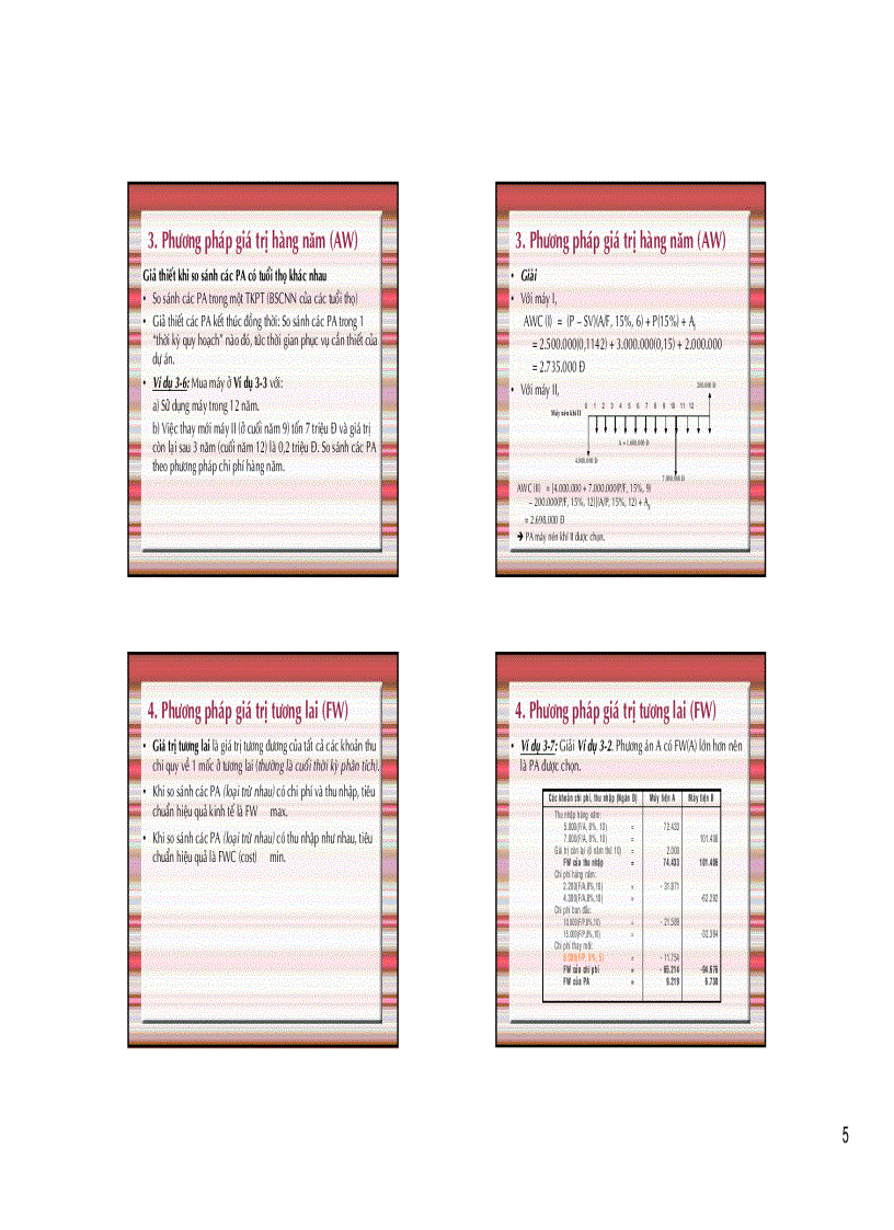 image for page Lập và phân tích dự án PHÂN TÍCH PHƯƠNG ÁN THEO GIÁTRỊ TƯƠNG ĐƯƠNG