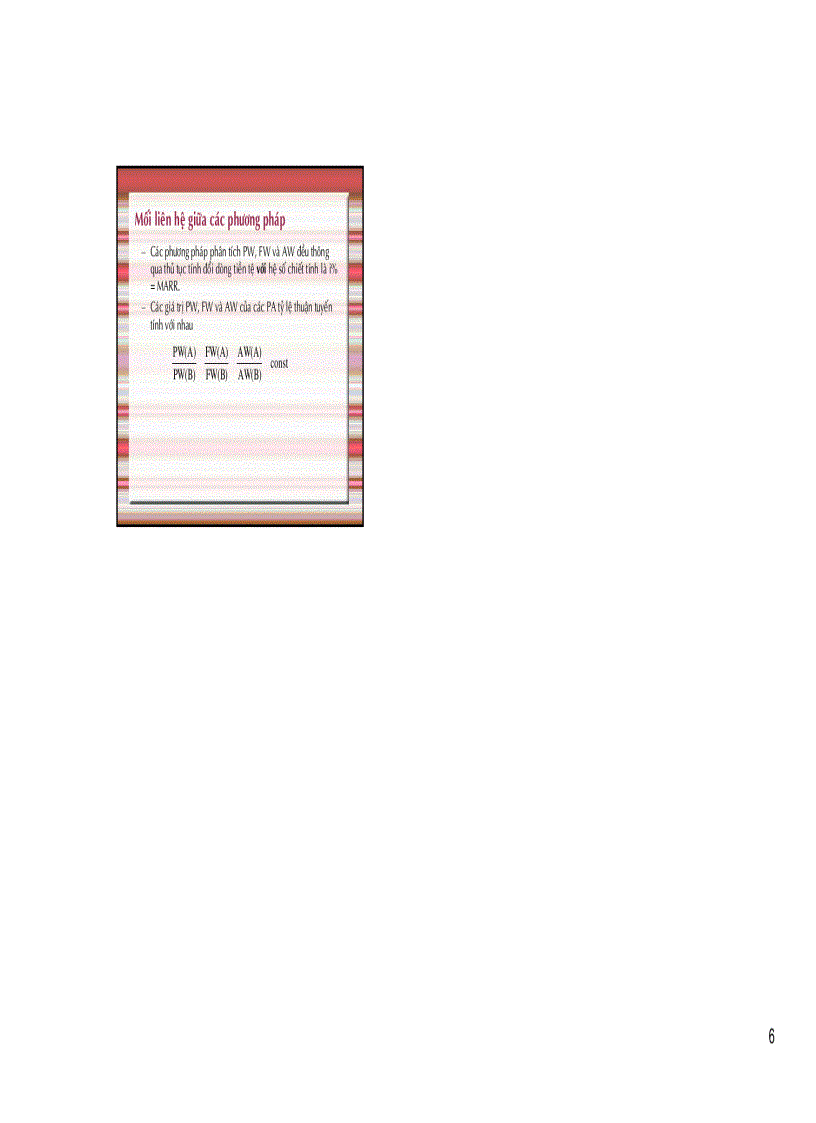 image for page Lập và phân tích dự án PHÂN TÍCH PHƯƠNG ÁN THEO GIÁTRỊ TƯƠNG ĐƯƠNG