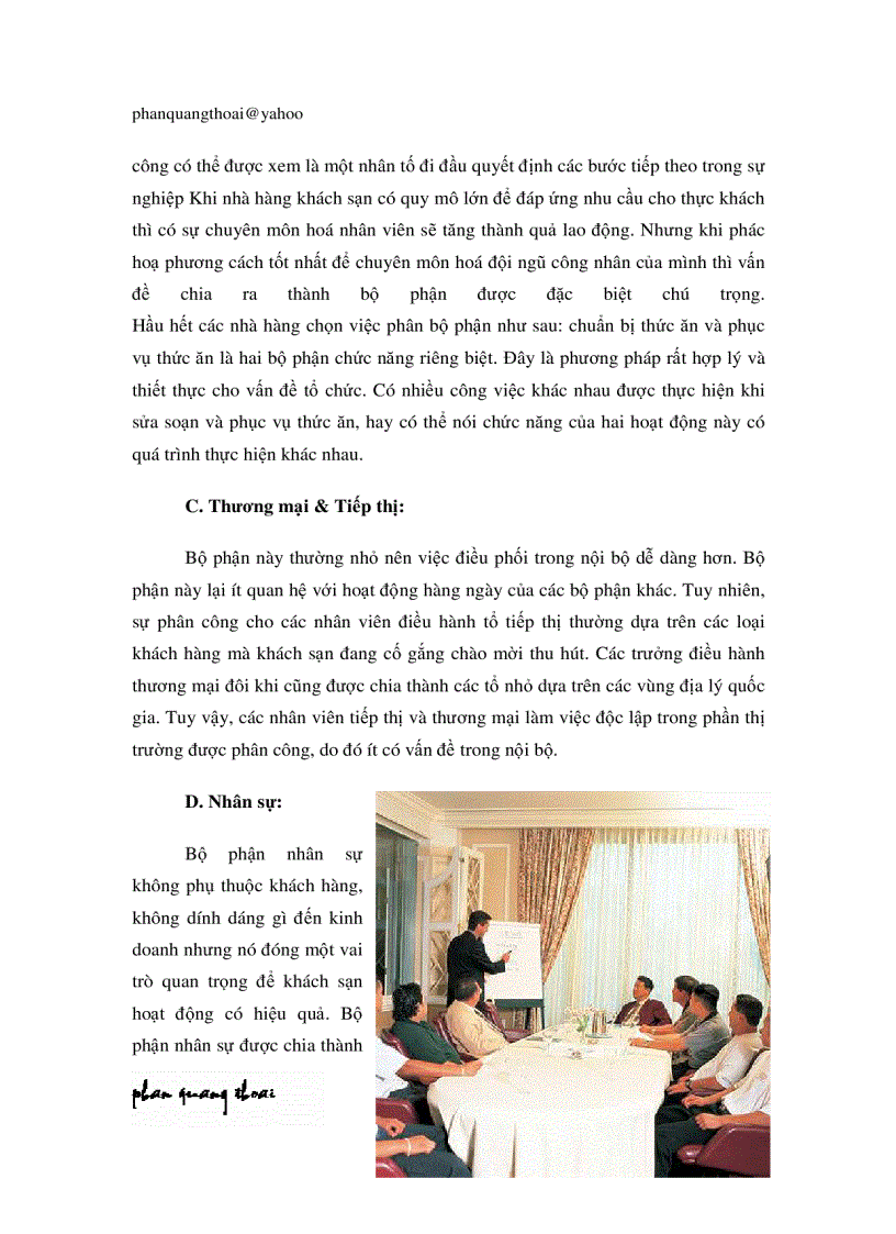 image for page Cơ cấu quản lý 1 khách sạn