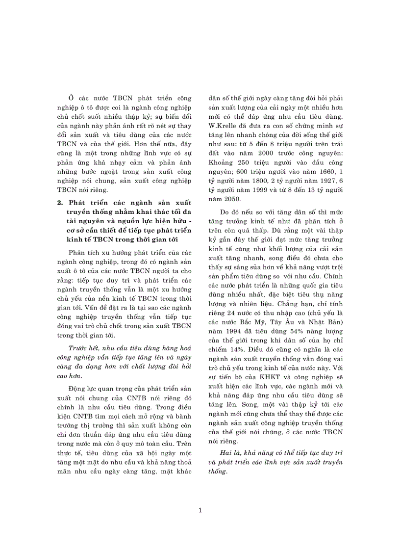 image for page Vai trò và xu hướng phát triển của các ngành sản xuất truyền thống ở các nước tư bản phát triển