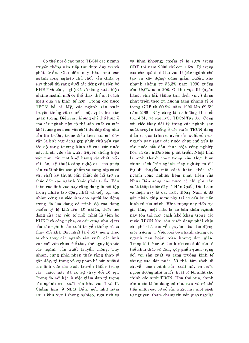 image for page Vai trò và xu hướng phát triển của các ngành sản xuất truyền thống ở các nước tư bản phát triển