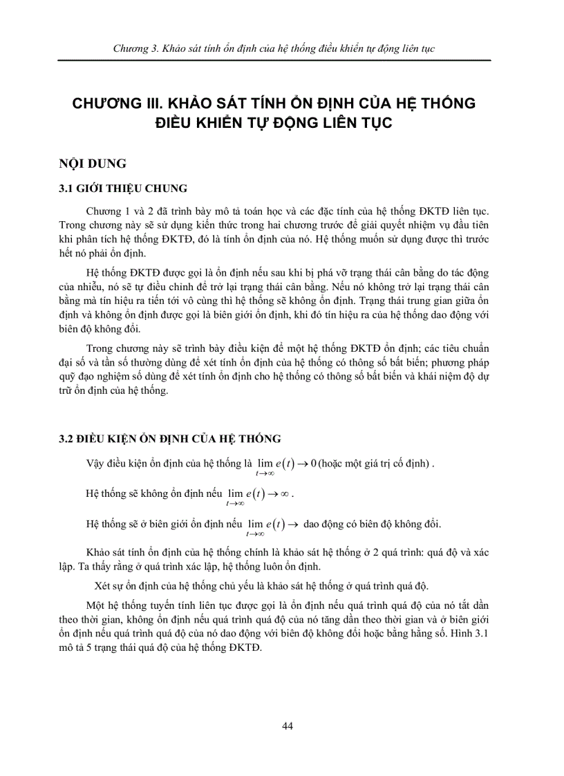 image for page Khảo sát tính ổn định của hệ thống điều khiển tự động liên tục