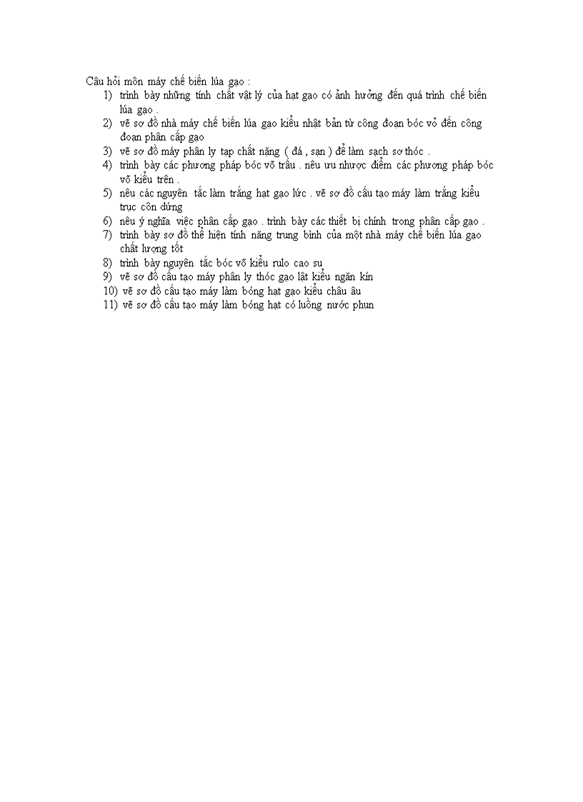 image for page Câu hỏi môn máy chế biến lúa gạo