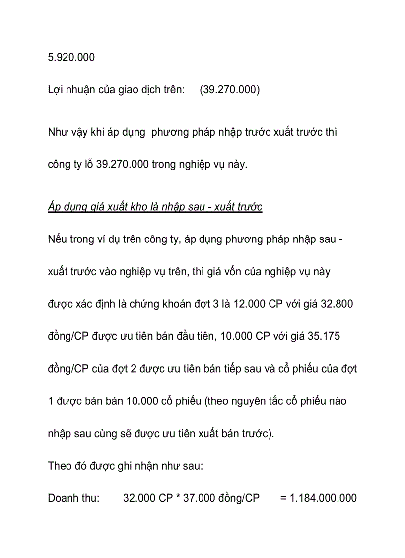 image for page Vận dụng các phương pháp tính giá xuất kho trong việc ghi nhận kế toán các khoản đầu tư tài chính tại công ty
