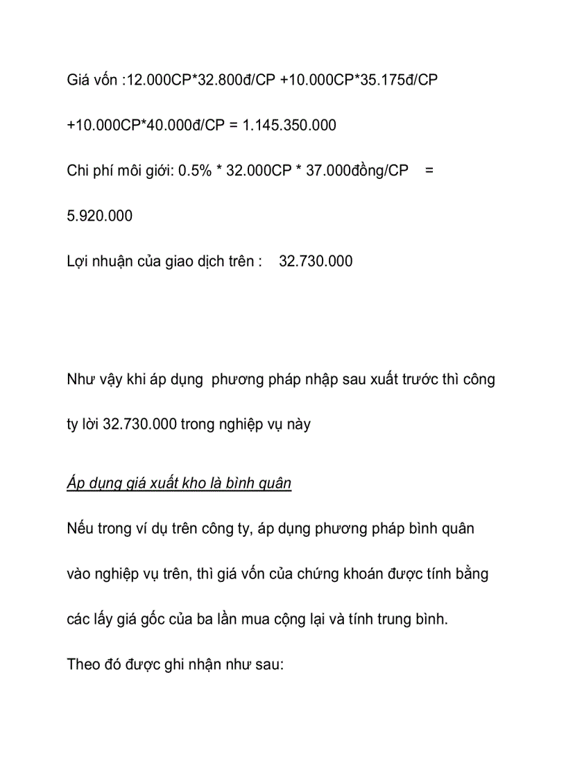 image for page Vận dụng các phương pháp tính giá xuất kho trong việc ghi nhận kế toán các khoản đầu tư tài chính tại công ty