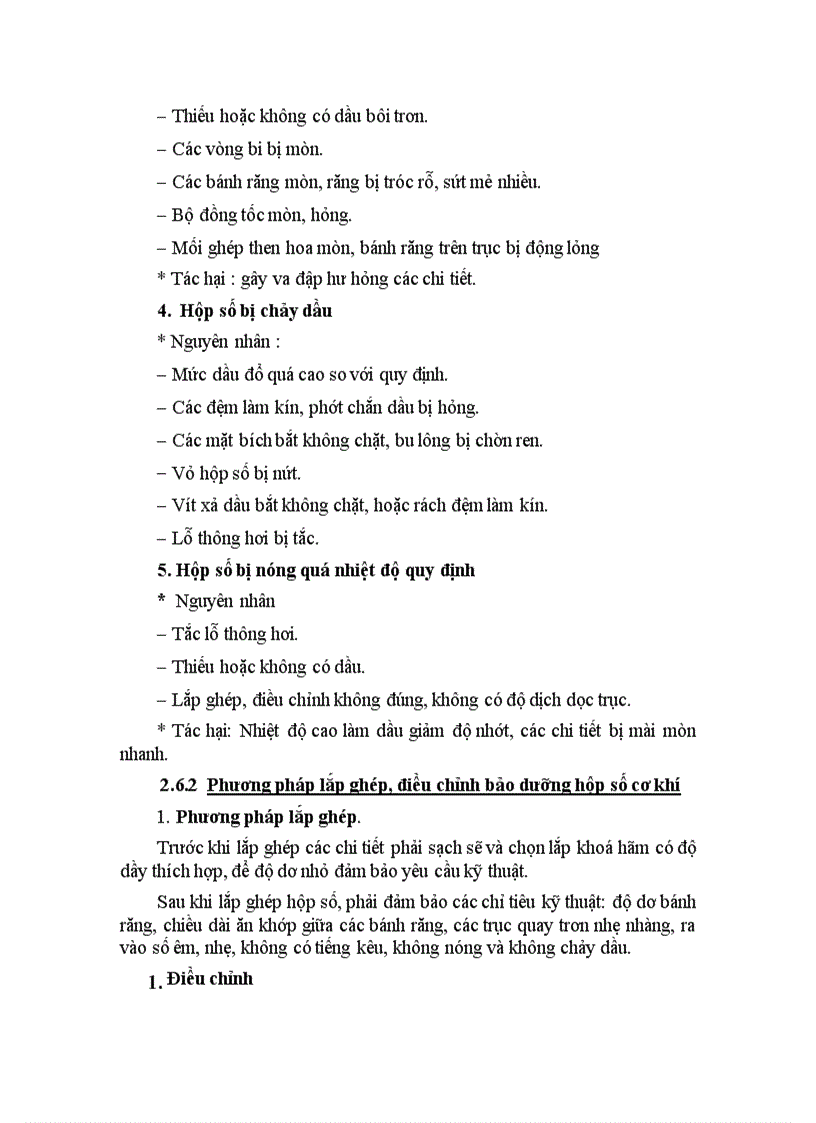 image for page Những hư hỏng chung và phương pháp lắp ghép điều chỉnh hộp số cơ khí