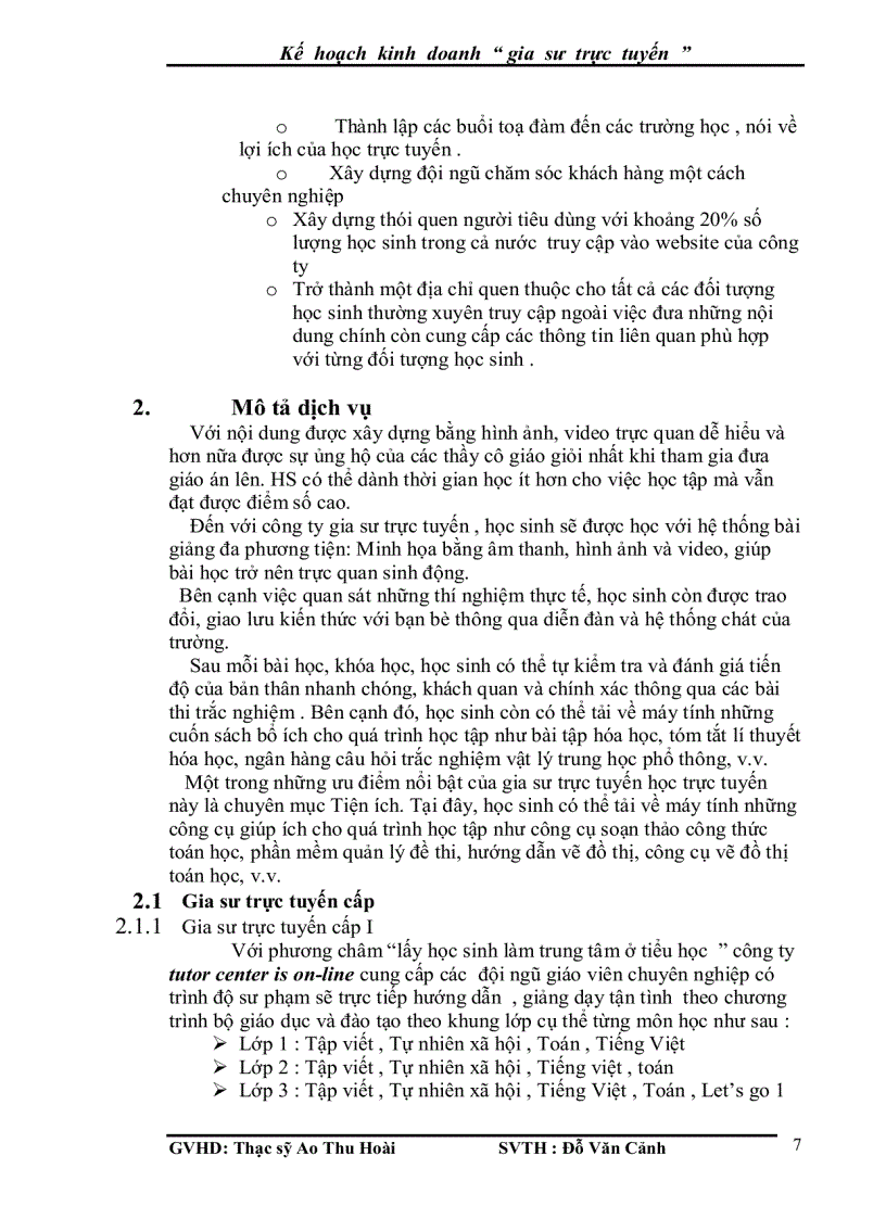 image for page Kế hoạc kinh doanh gia sư trực tuyến