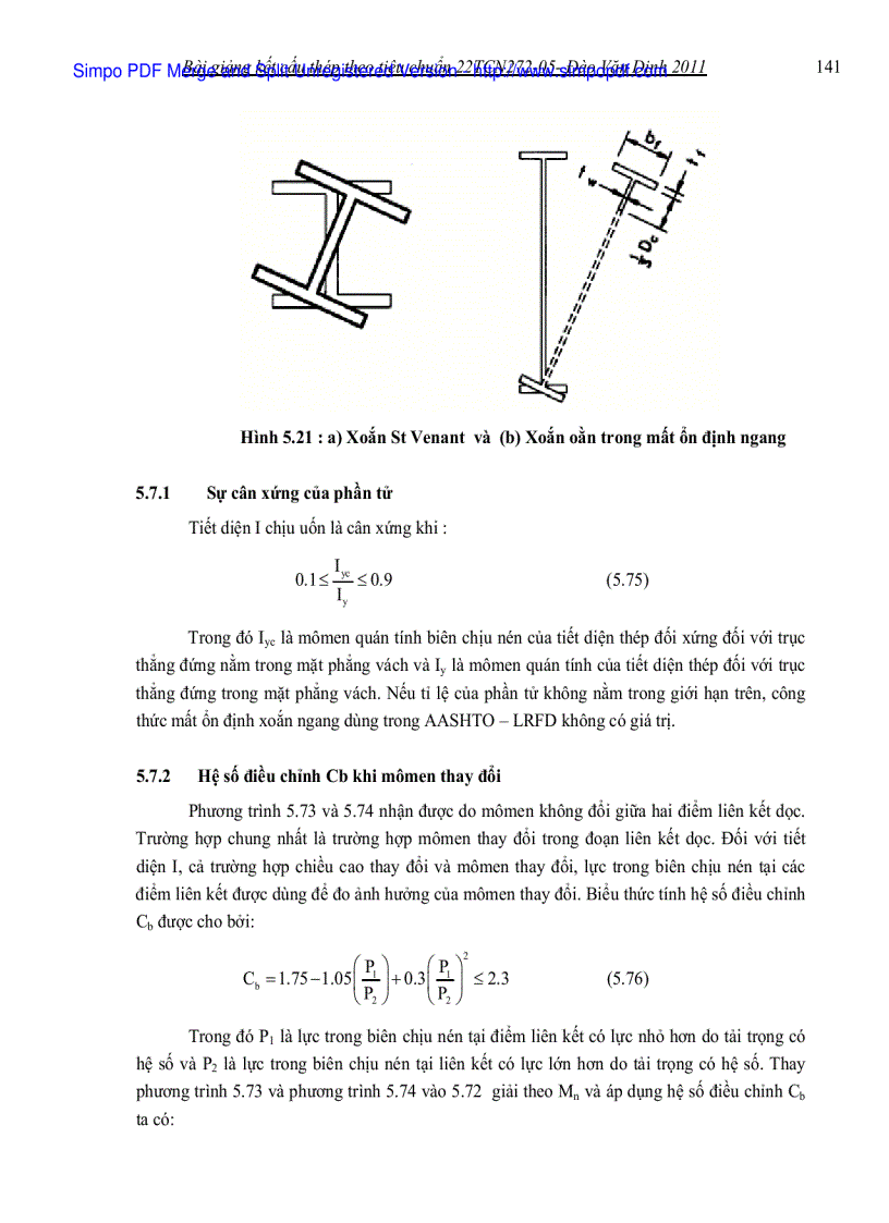 image for page Hệ số điều chỉnh Cb khi mômen thay đổi