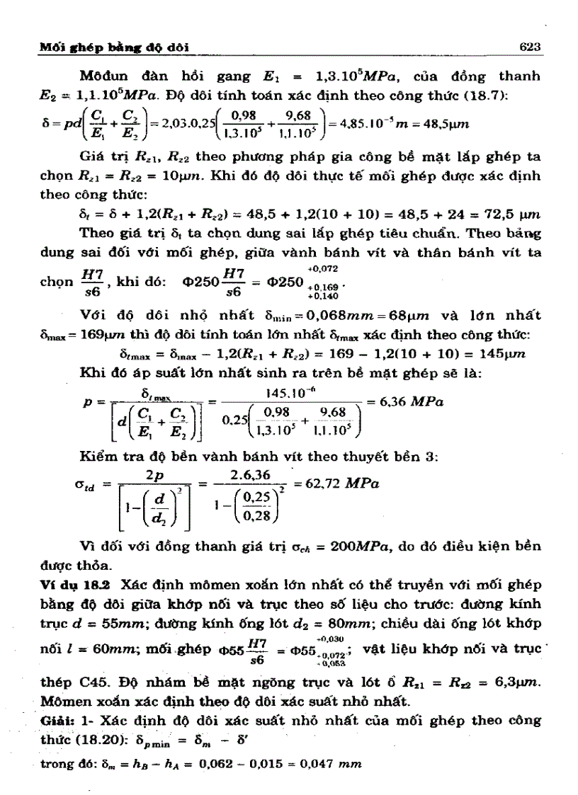 image for page Cơ sở thiết kế máy Mối ghép bằng độ dôi