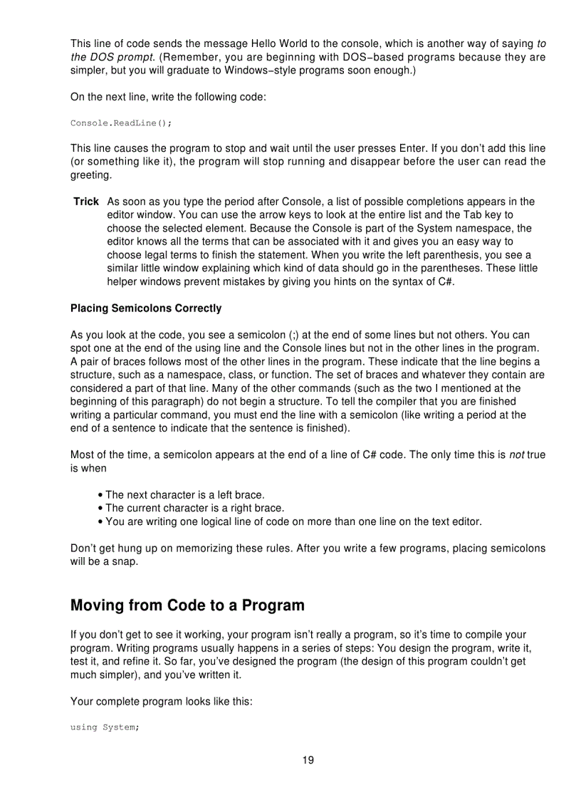 image for page Microsoft C Sharp Programming For The Absolute Beginner
